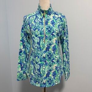 Lilly Pulitzer UPF 50+ skipper popover Aqua Top‎ Size S